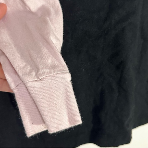 Victoria’s Secret PINK Rugby Shirt Long Sleeve Colorblock Pink w Black S Logo - Picture 6 of 12